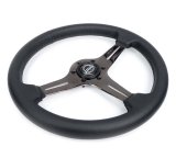 NRG Light Weight Gaming Steering Wheel - 350mm 3 Black Chrome Silver Spokes Perforated Leather thumbnail 7