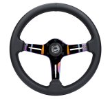 NRG Light Weight Gaming Steering Wheel - Splitz NeoChrome Silver Spokes Perforated Leather thumbnail 1
