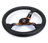 NRG Light Weight Gaming Steering Wheel - Splitz NeoChrome Silver Spokes Perforated Leather thumbnail 2