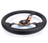 NRG Light Weight Gaming Steering Wheel - Splitz NeoChrome Silver Spokes Perforated Leather thumbnail 3