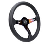 NRG Light Weight Gaming Steering Wheel - Splitz NeoChrome Silver Spokes Perforated Leather thumbnail 4