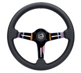 NRG Light Weight Gaming Steering Wheel - Splitz NeoChrome Silver Spokes Perforated Leather thumbnail 5