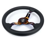 NRG Light Weight Gaming Steering Wheel - Splitz NeoChrome Silver Spokes Perforated Leather thumbnail 6