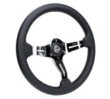 NRG Light Weight Gaming Steering Wheel - Splitz Chrome Silver Spokes Perforated Leather thumbnail 3
