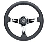 NRG Light Weight Gaming Steering Wheel - Splitz Chrome Silver Spokes Perforated Leather thumbnail 5
