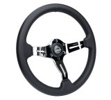 NRG Light Weight Gaming Steering Wheel - Splitz Chrome Silver Spokes Perforated Leather thumbnail 6
