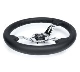 NRG Light Weight Gaming Steering Wheel - Splitz Chrome Silver Spokes Perforated Leather thumbnail 8