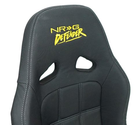 NRG Defender Water Resistant Steel Frame Suspension Seats Black w/ Black Trim & Yellow Embroidery