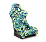 NRG FRP Bucket Seat PRISMA Green Camo Edition Vegan Matl. w/ Phone Pkt. - Green pearl back - Large thumbnail 5