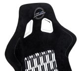 NRG FRP Bucket Seat Vegan Suede w/ Black & White Yaba Print - Large thumbnail 2