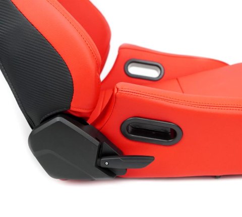 NRG Omega Reclinable Racing Seat (Pair) Red with Black Carbon Vinyl Back thumbnail 2