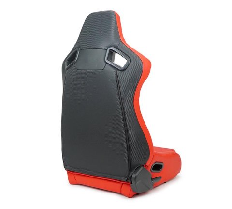 NRG Omega Reclinable Racing Seat (Pair) Red with Black Carbon Vinyl Back thumbnail 5