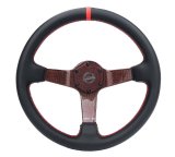 NRG Carbon Fiber Steering Wheel 350mm 3in Deep Red Carbon Fiber Red Stiching Red Center Mark Leather thumbnail 4