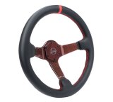 NRG Carbon Fiber Steering Wheel 350mm 3in Deep Red Carbon Fiber Red Stiching Red Center Mark Leather thumbnail 6