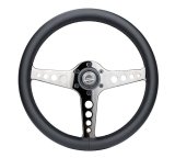 NRG Light Weight Gaming Steering Wheel - Driftz 350mm 3 Black Chrome Spokes Perforated Leather thumbnail 1