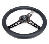 NRG Light Weight Gaming Steering Wheel - Driftz 350mm 3 Black Chrome Spokes Perforated Leather thumbnail 2