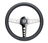 NRG Light Weight Gaming Steering Wheel - Driftz 350mm 3 Black Chrome Spokes Perforated Leather thumbnail 5