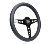 NRG Light Weight Gaming Steering Wheel - Driftz 350mm 3 Black Chrome Spokes Perforated Leather thumbnail 6