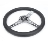 NRG Light Weight Gaming Steering Wheel - Driftz 350mm 3 Chrome Spokes Perforated Leather thumbnail 3