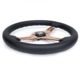 NRG Light Weight Gaming Steering Wheel - Blitz 350mm 3 Rose Gold Spokes Slits - Leather - No Dish thumbnail 4