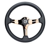 NRG Light Weight Gaming Steering Wheel - Blitz 350mm 3 Rose Gold Spokes Slits - Leather - No Dish thumbnail 5