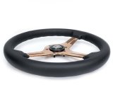 NRG Light Weight Gaming Steering Wheel - Blitz 350mm 3 Rose Gold Spokes Slits - Leather - No Dish thumbnail 6