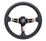 NRG Light Weight Gaming Steering Wheel - Splitz 350mm 3 Rose Gold Spokes Slits - Leather thumbnail 1