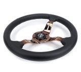 NRG Light Weight Gaming Steering Wheel - Splitz 350mm 3 Rose Gold Spokes Slits - Leather thumbnail 2