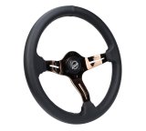 NRG Light Weight Gaming Steering Wheel - Splitz 350mm 3 Rose Gold Spokes Slits - Leather thumbnail 3