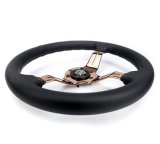 NRG Light Weight Gaming Steering Wheel - Splitz 350mm 3 Rose Gold Spokes Slits - Leather thumbnail 4