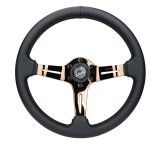 NRG Light Weight Gaming Steering Wheel - Splitz 350mm 3 Rose Gold Spokes Slits - Leather thumbnail 5