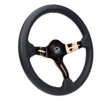 NRG Light Weight Gaming Steering Wheel - Splitz 350mm 3 Rose Gold Spokes Slits - Leather thumbnail 6