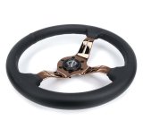 NRG Light Weight Gaming Steering Wheel - Splitz 350mm 3 Rose Gold Spokes Slits - Leather thumbnail 7