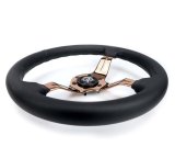 NRG Light Weight Gaming Steering Wheel - Splitz 350mm 3 Rose Gold Spokes Slits - Leather thumbnail 8