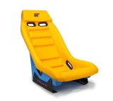NRG GT Retro Bucket Seat - Yellow PVC Leather Yellow Stitching Off-White Fiberglass Back thumbnail 3