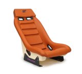 NRG GT Retro Bucket Seat - Brown PVC Leather Brown Stitching Off-White Fiberglass Back thumbnail 3