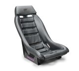NRG GT Retro Bucket Seat - Black PVC Leather Black Stitching Black Fiberglass Back thumbnail 1
