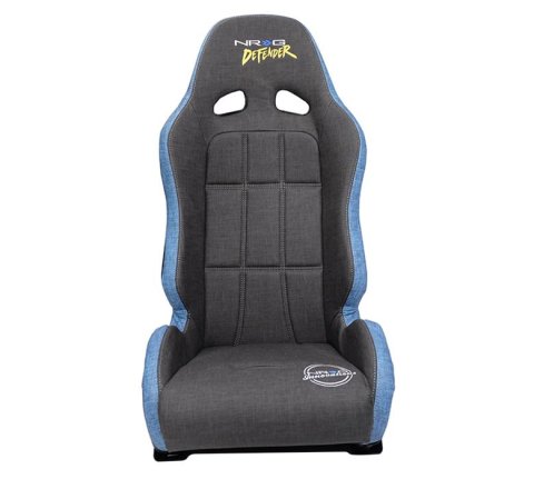 NRG GT Retro Bucket Seat - Black PVC Leather Yellow Stitching Yellow Glitter Fiberglass Back thumbnail 1