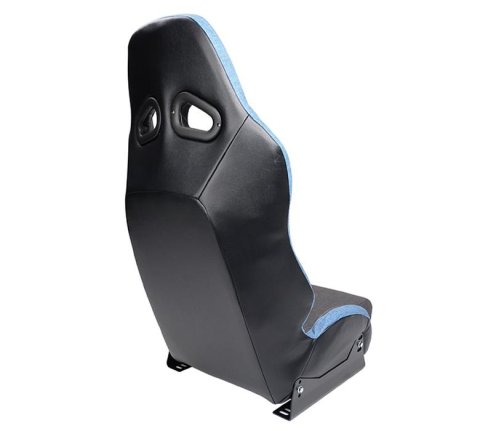NRG GT Retro Bucket Seat - Black PVC Leather Yellow Stitching Yellow Glitter Fiberglass Back thumbnail 5