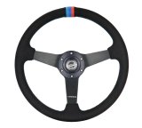 NRG Sport Wheel (350mm) 3 Solid Spokes - 1.5in Deep - Matte Black - Minty Fresh Miata Logo Etched thumbnail 2