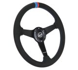 NRG Sport Wheel (350mm) 3 Solid Spokes - 1.5in Deep - Matte Black - Minty Fresh Miata Logo Etched thumbnail 3
