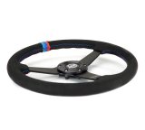 NRG Sport Wheel (350mm) 3 Solid Spokes - 1.5in Deep - Matte Black - Minty Fresh Miata Logo Etched thumbnail 4