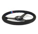NRG Sport Wheel (350mm) 3 Solid Spokes - 1.5in Deep - Matte Black - Minty Fresh Miata Logo Etched thumbnail 6
