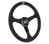 NRG Sport Wheel (350mm) 3 Solid Spokes - 1.5in Deep - Matte Black - Minty Fresh Miata Logo Etched thumbnail 7
