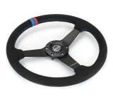 NRG Sport Wheel (350mm) 3 Solid Spokes - 1.5in Deep - Matte Black - Minty Fresh Miata Logo Etched thumbnail 8
