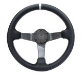 NRG Carbon Fiber Steering Wheel (350mm) Silver Carbon Fiber Center - Silver Stitching & Center Mark thumbnail 1