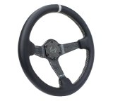 NRG Carbon Fiber Steering Wheel (350mm) Silver Carbon Fiber Center - Silver Stitching & Center Mark thumbnail 2