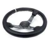 NRG Carbon Fiber Steering Wheel (350mm) Silver Carbon Fiber Center - Silver Stitching & Center Mark thumbnail 3