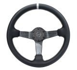 NRG Carbon Fiber Steering Wheel (350mm) Silver Carbon Fiber Center - Silver Stitching & Center Mark thumbnail 4