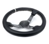 NRG Carbon Fiber Steering Wheel (350mm) Silver Carbon Fiber Center - Silver Stitching & Center Mark thumbnail 6